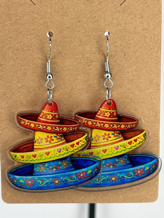 Fashion Jewelry Jewelry - Colorful Sombrero Drop Earrings cinco de Mayo Fashion Jewelry